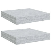 2 pz Scaffali a Parete | Ripiano a parete | Mensole a Parete Grigio Cemento 23x23,5x3,8 cm in MDF