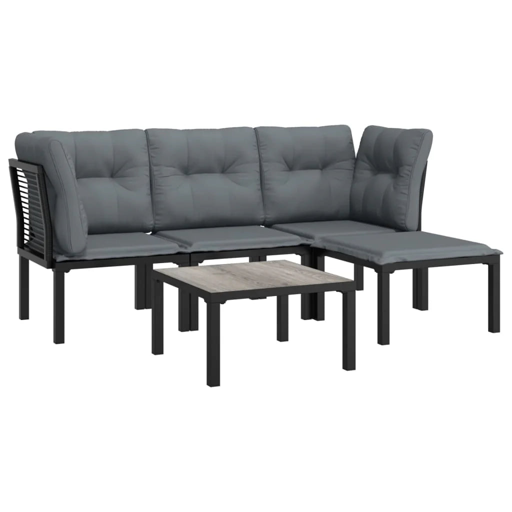 Set di mobili da giardino mobili da esterno set da 5 pezzi resina intrecciata nera e grigia 02_0016613