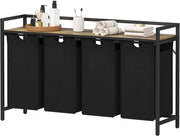 Wascompartimento con 4 vanità, 168L/4x42L, con cassetti e sacchetti rimovibili, sistema di separazione della lavanderia, contenitore per raccogliere la biancheria per camera da letto, bagno, appartamento universitario, 124x33,4x76cm, nero