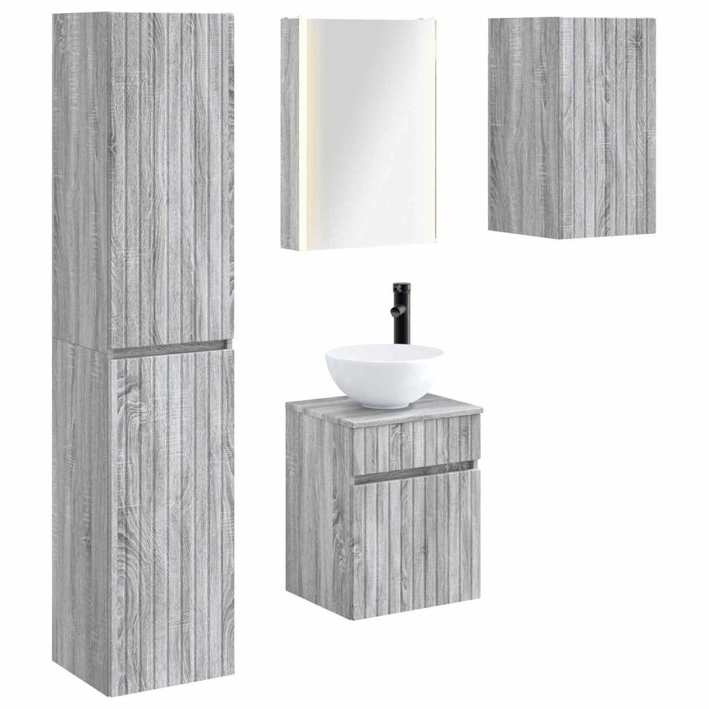 Set di Armadi da Bagno 5 pcs Sonoma grigio 43 x 11,5 x 60,5 cm 3407356