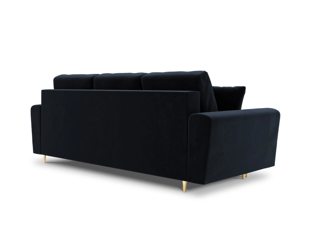 Cosmopolitan Design - Divano convertibile con contenitore "Kyoto" 3 posti in velluto blu scuro 