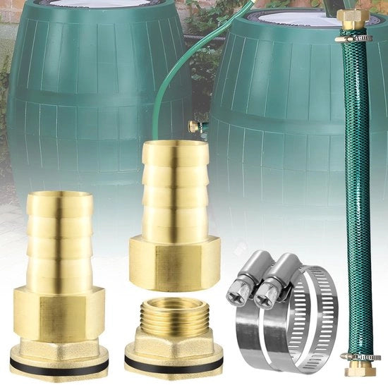 Regolatore di livello per tubi 3/4 pollici - Kit di connessione - Incluso 2 valvole di scarico - Tubo in rame/PVC/acero inossidabile - Lunghezza 100 cm - 2 morsetti di tubo - Connessione di scarico per tubi