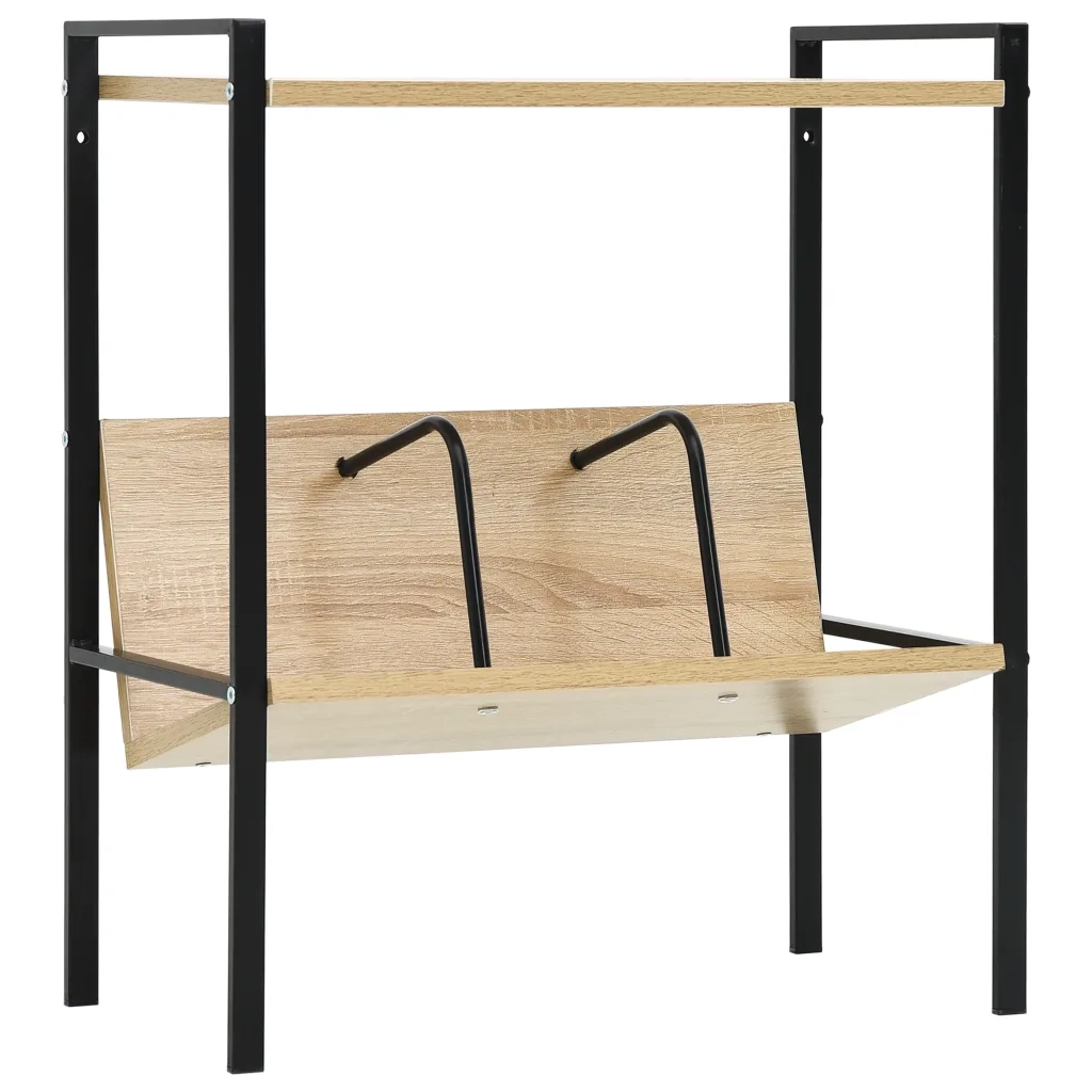 Libreria a 2 Ripiani Nera e Rovere 52x28x59 cm in Truciolato cod mxl 7540