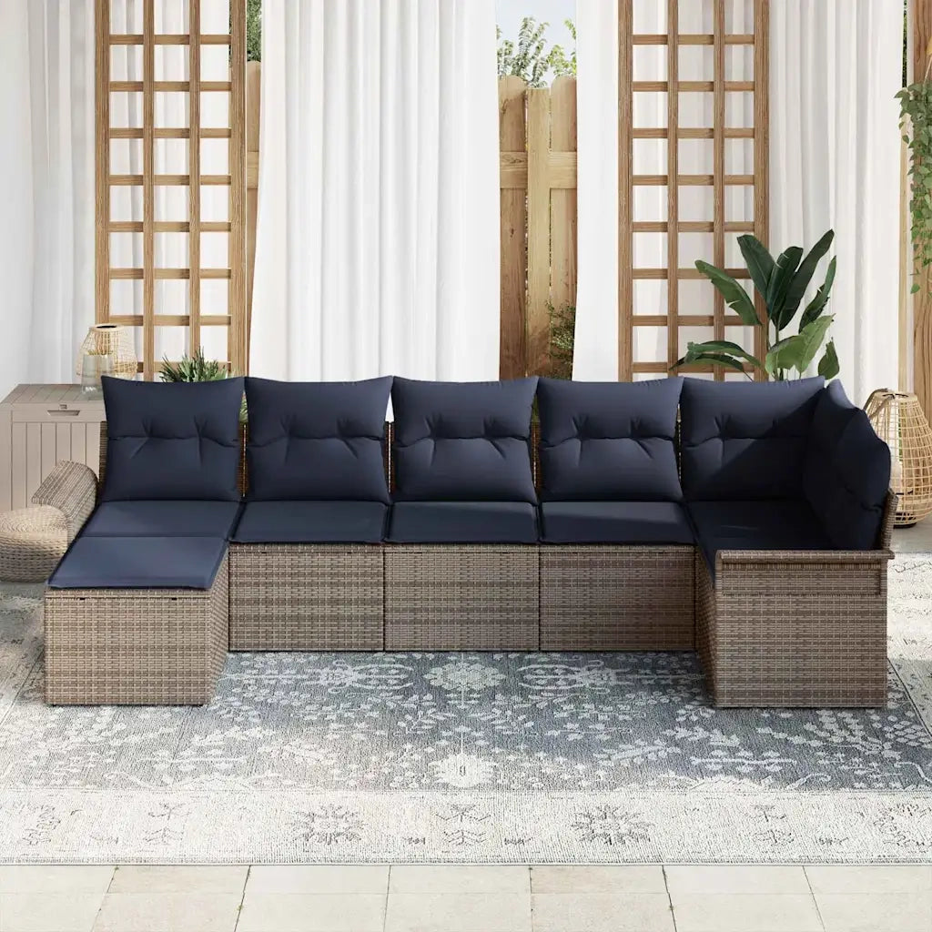 Set Divano da Giardino 7 pcs Grigio chiaro polyrattan 3354124