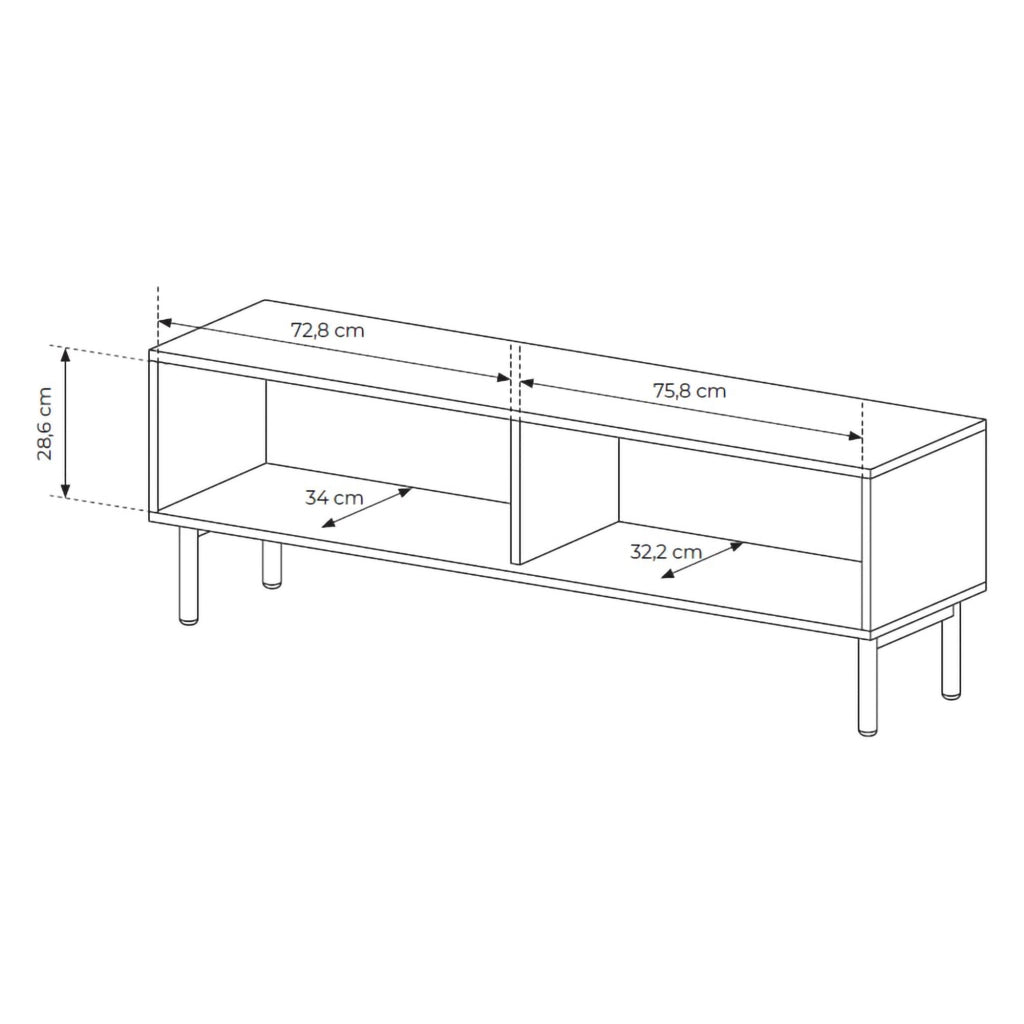 Kami, Mobile Porta tv 2 Ripiani, 154x40x52h cm Marrone Rovere