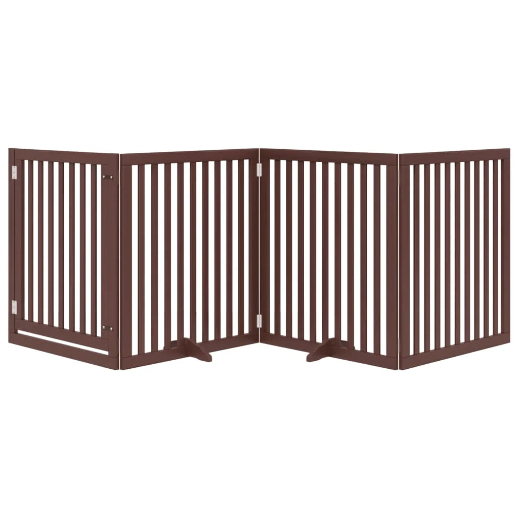 Cancelletto di sicurezza per cani con porta in legno di pioppo marrone a 4 pannelli 02_0023302