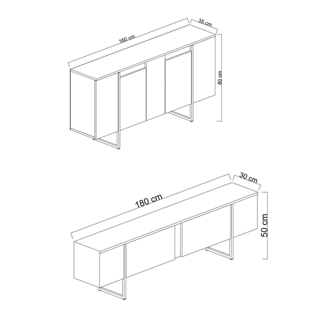 Pignano, set Mobili da Soggiorno Modulabile, Marrone Noce