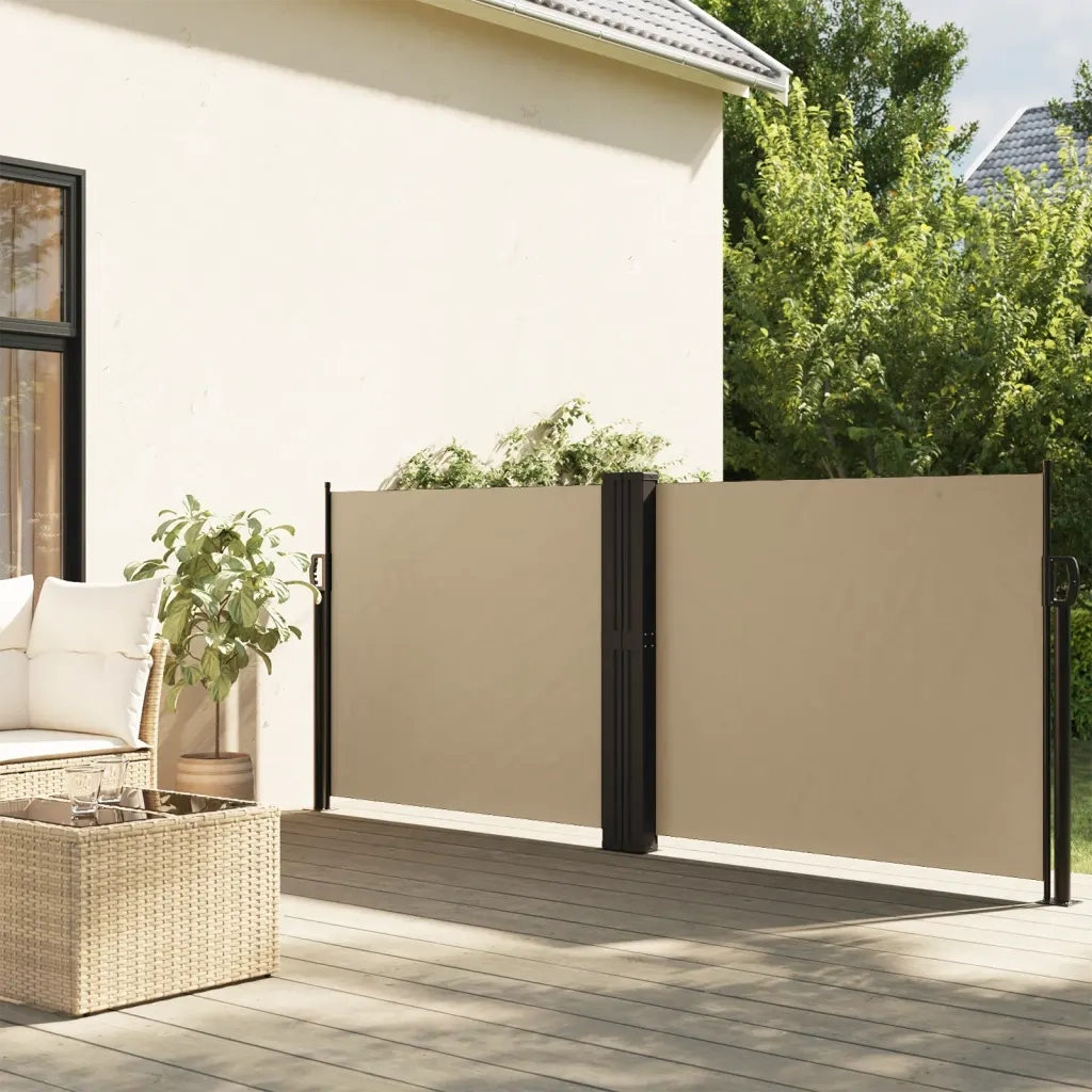 Tenda da Sole | Tenda parasole Laterale Retrattile Beige 140x600 cm