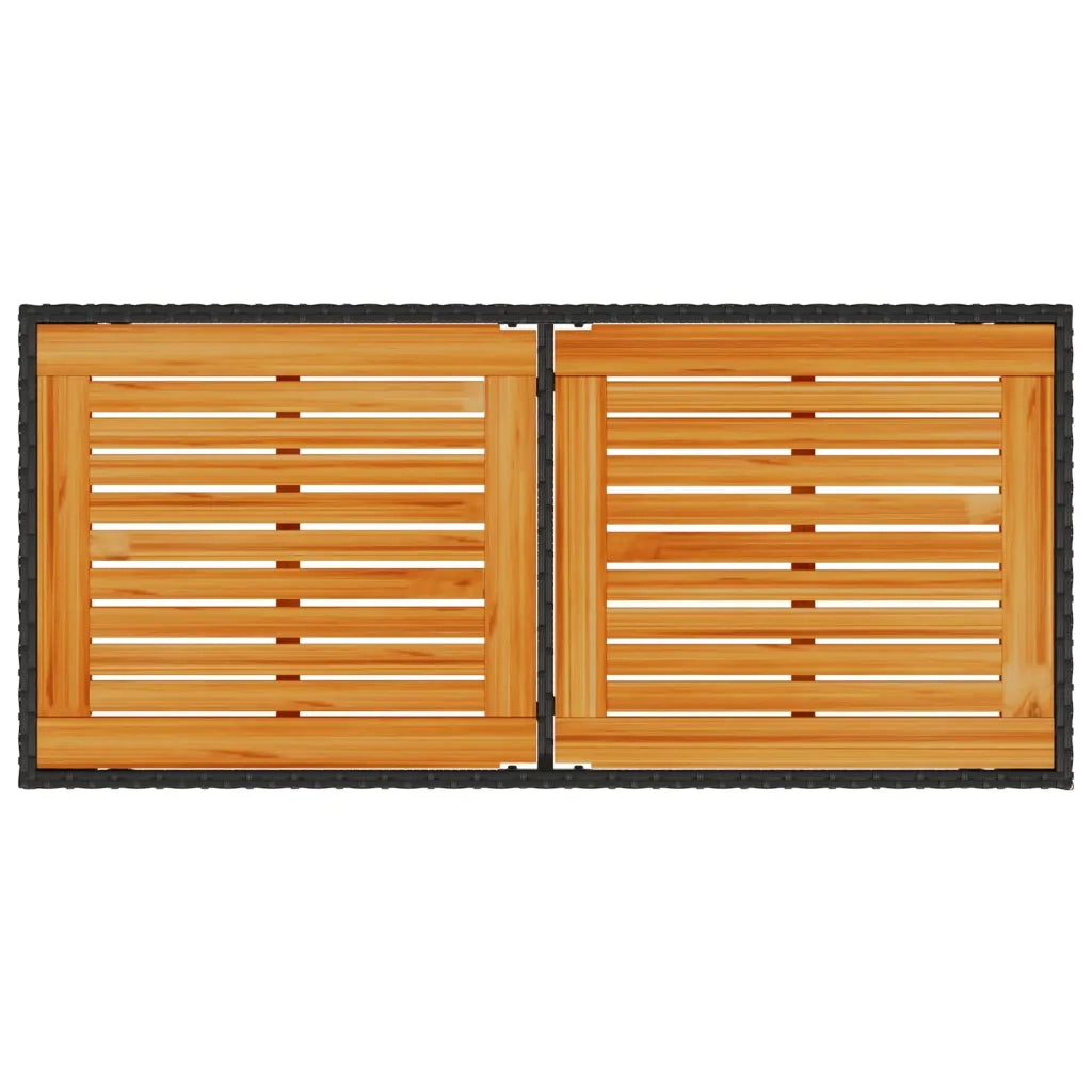 Tavolo Giardino Piano Legno Acacia Nero 115x54x74cm Polyrattan 365077