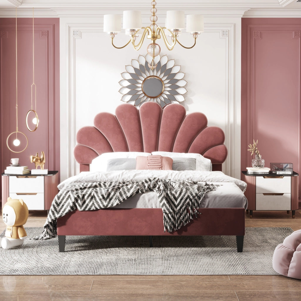 Letto Imbottito Matrimoniale con Testiera ¨C MINIMAL ¨C Velluto Rosso 140x200
