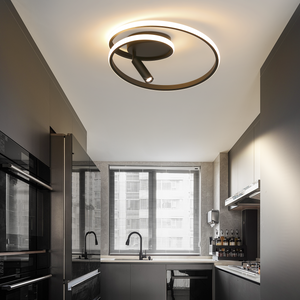 ZMH Lampada da soffitto plafoniera LED dimmerabile 40cm 37W nera telecomando per cucina