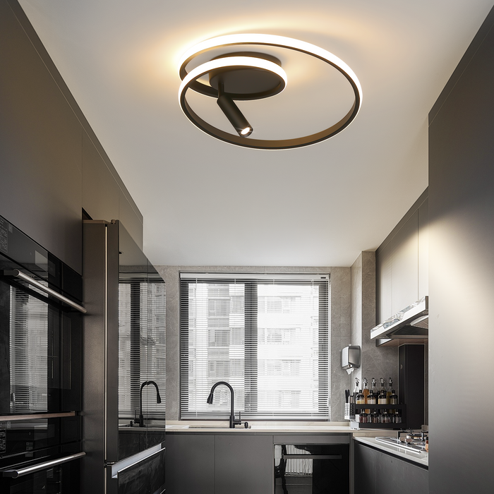 ZMH Lampada da soffitto plafoniera LED dimmerabile 40cm 37W nera telecomando per cucina