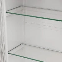Armadio a Muro a 3 Ante in Vetro con Design Curvo, Spazio di Archiviazione Versatile，per Soggiorno e Bagno, 90×20×70 cm, Bianco