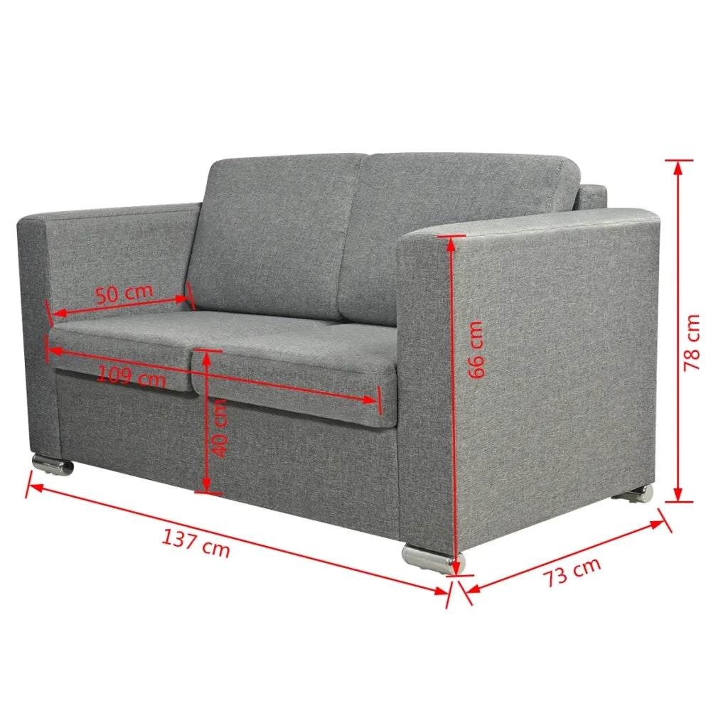 Divano a 2 Posti in Stoffa Grigio Chiaro cod mxl 18139