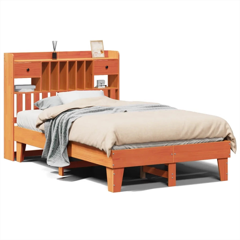 Letto senza Materasso Marrone Cera 135x190 cm in Legno di Pino 3308860