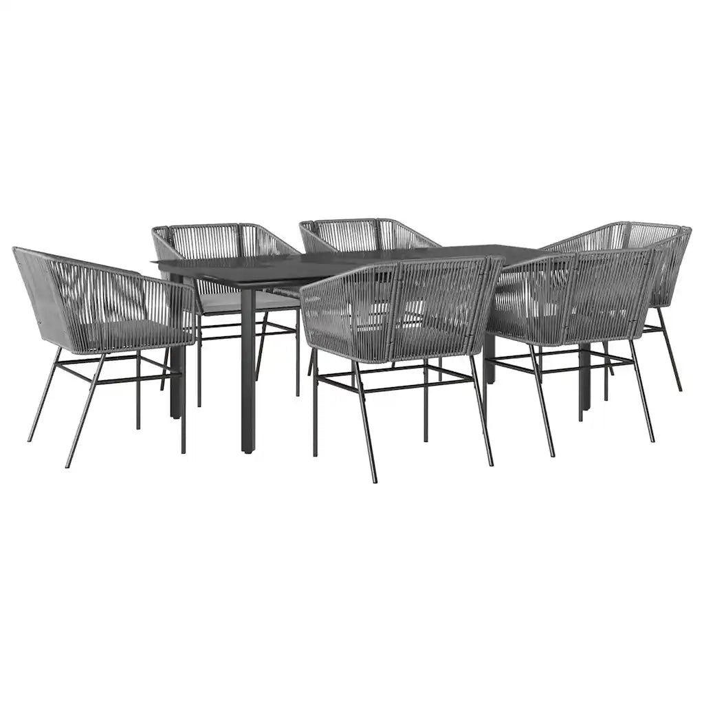 Set da Pranzo da Giardino 7 pz con Cuscini Polyrattan Vetro 3334630