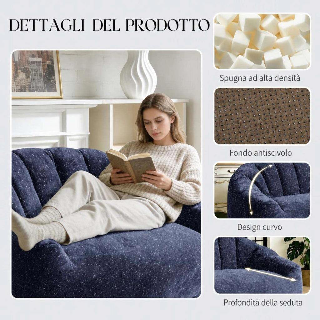 Poltrone relax, pouf, poltrone extra-large,Frevano ideali per il soggiorno e la camera da letto, blu