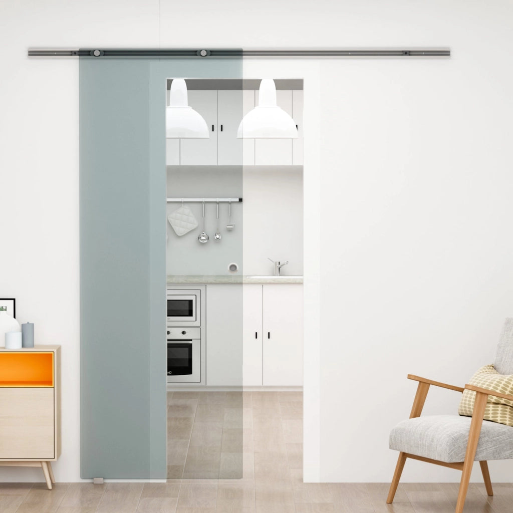 Porta Scorrevole Vetrata 77,5x205 cm Smerigliata