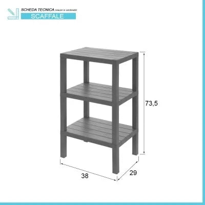 Scaffale bagno 3 ripiani grigio effetto legno in kit montaggio Buzz