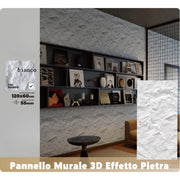 Trade Shop - Pannello Murale 3d Effetto Pietra Bianco 120x60 Cm Rivestimento Parete -