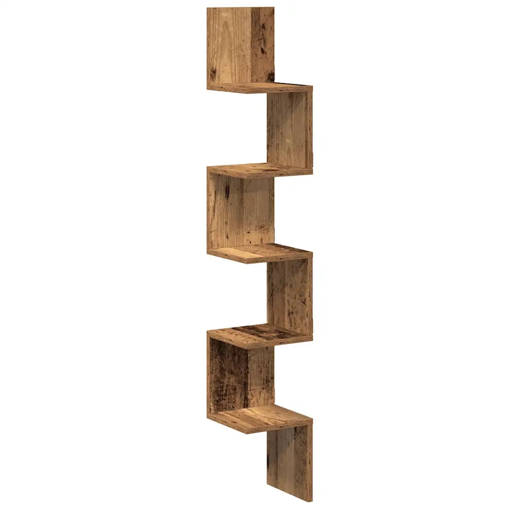Mensola Angolare Legno Antico 20x20x127,5 cm Truciolato 856614