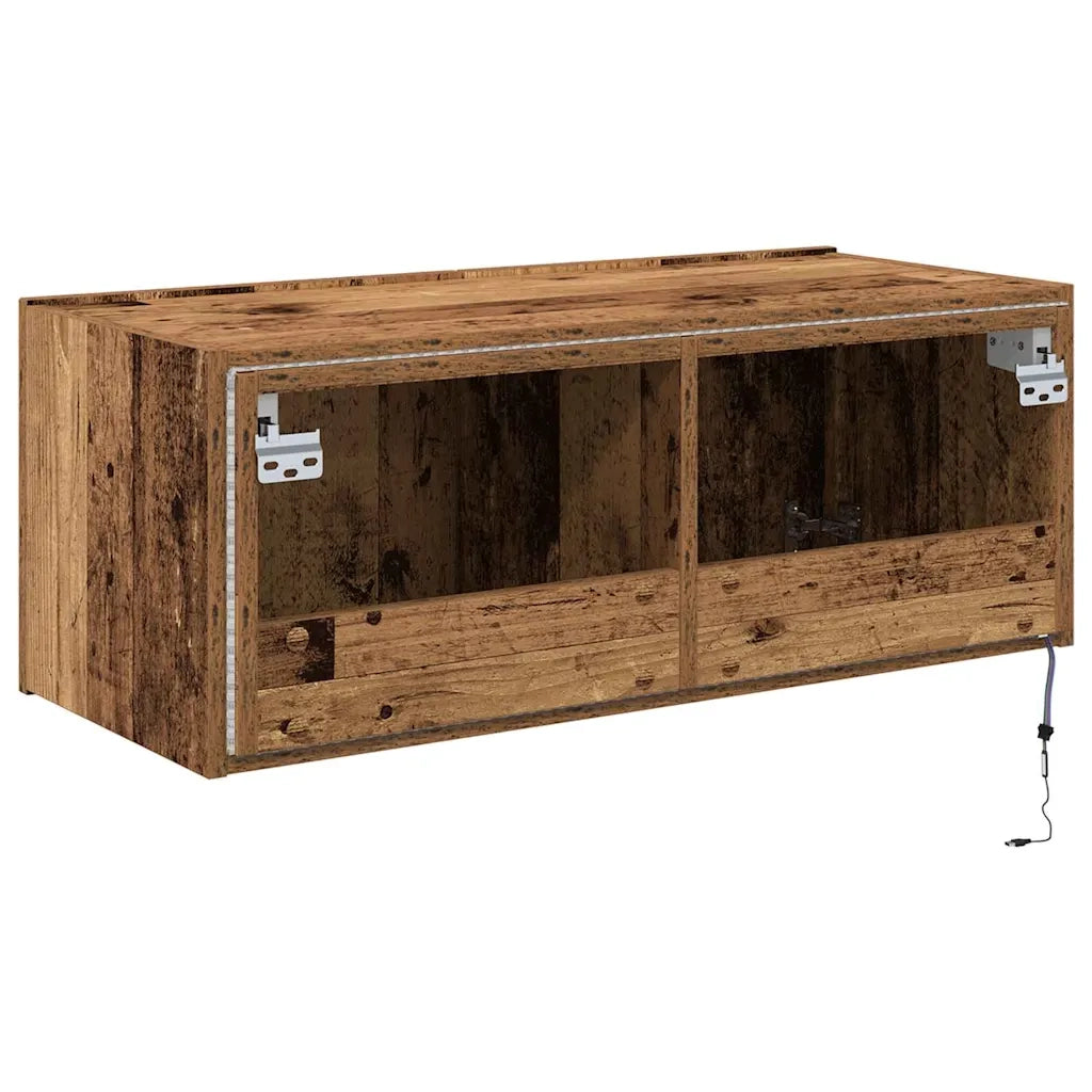 Mobile TV da parete con LED Legno vecchio 80 x 35 x 31 cm 863104