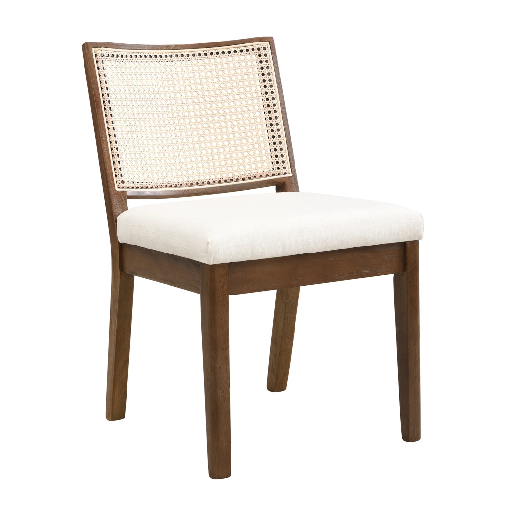 Sedie da Pranzo in Legno Massello con Schienale in Rattan ¨C MINIMAL ¨C Noce, Set 6 Pezzi