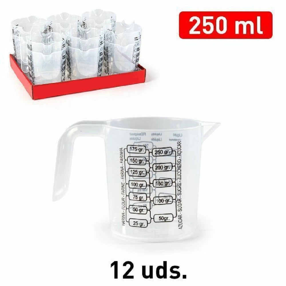 Trade Shop - Set 2 Pezzi Caraffa Brocca Plastica Graduata Misurino Dosatore Da 250 Ml 11774 -