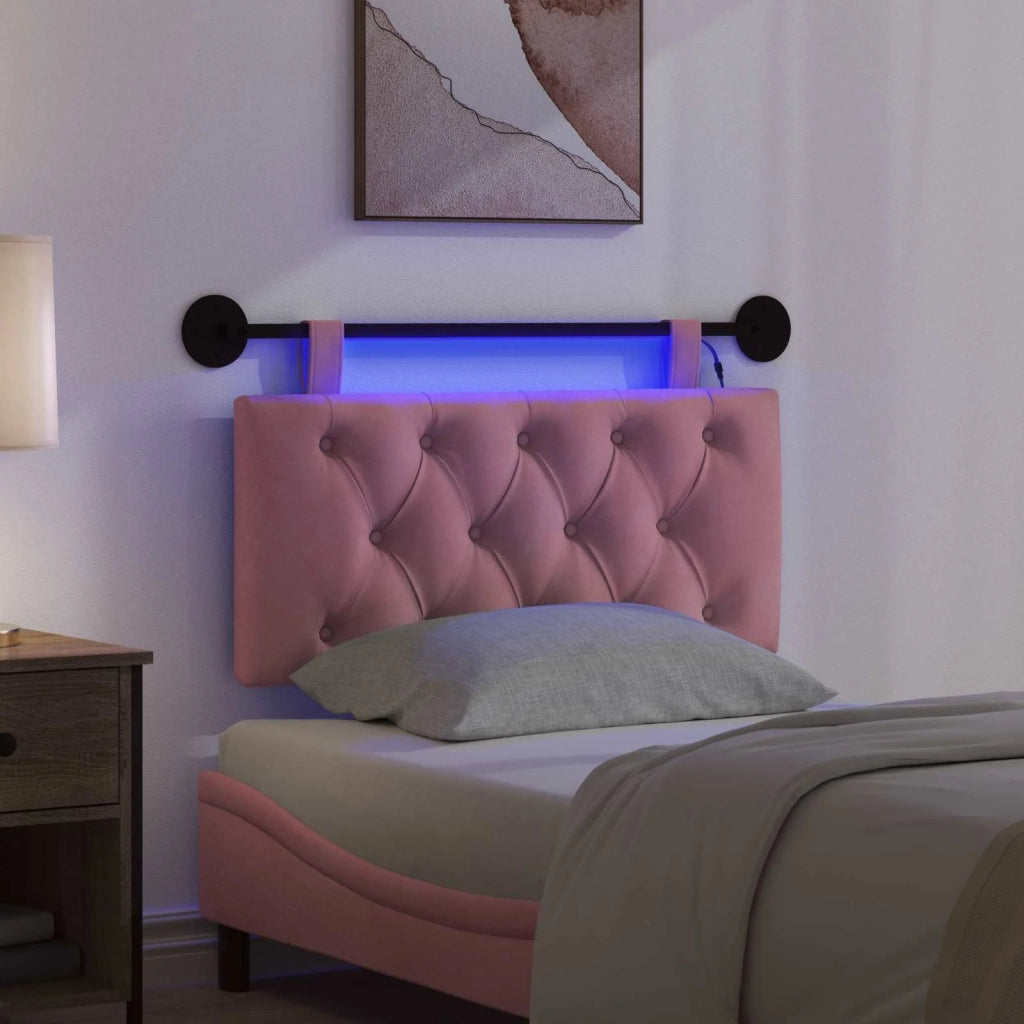 Testiera sospesa Con luce LED Rosa Velluto 3424557