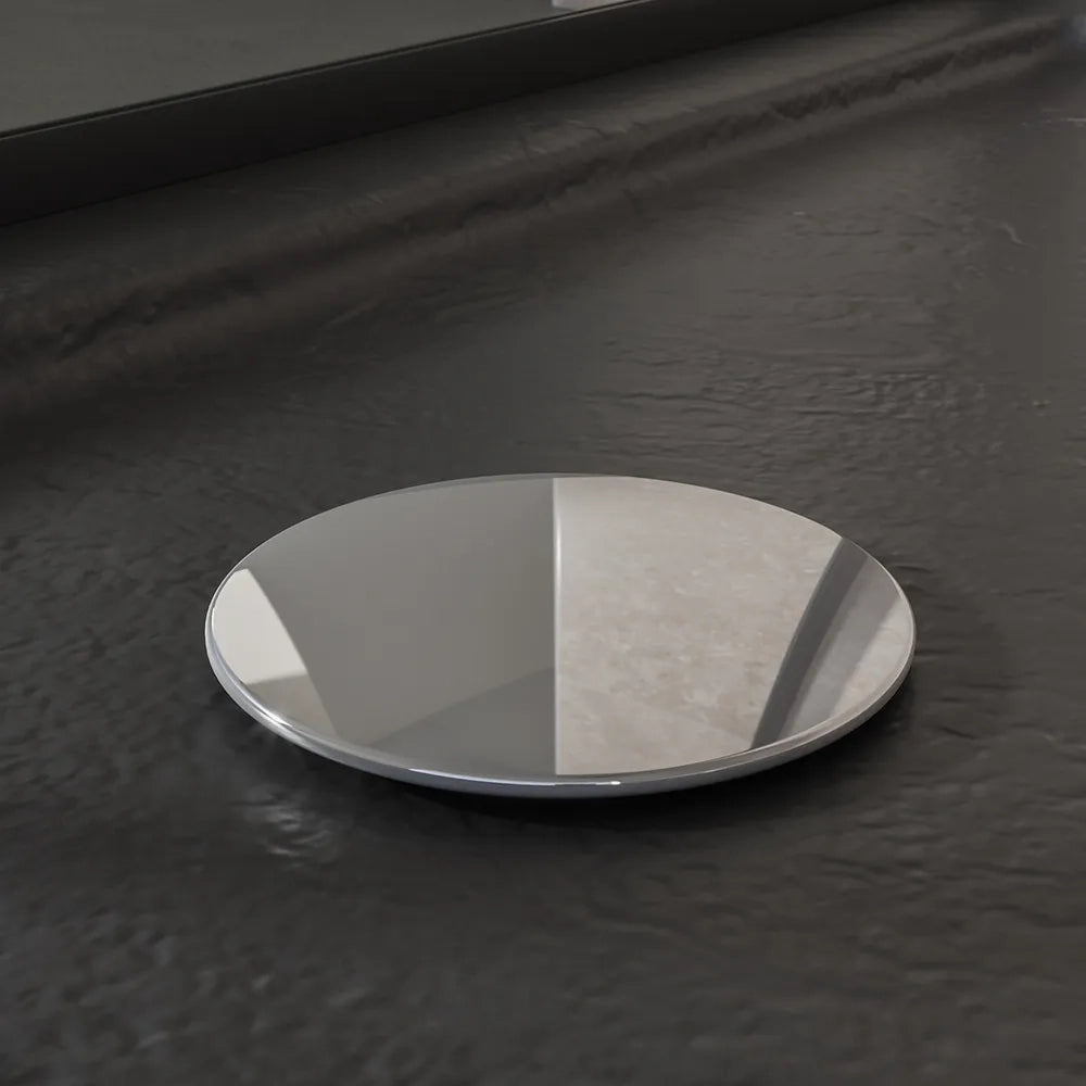 Piatto doccia 80x80 semicircolare bordato effetto pietra nero in acrilico altezza slim | Petra
