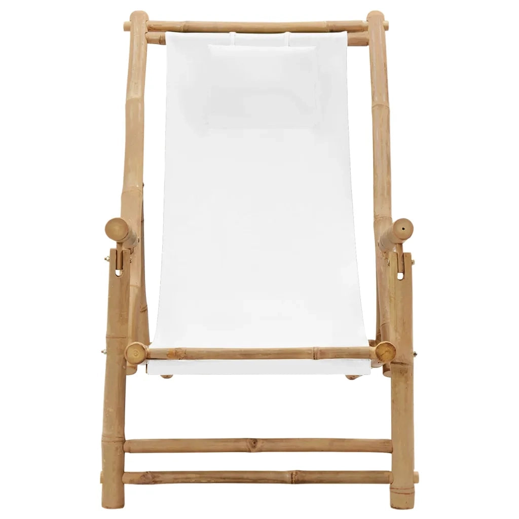 Sedia a Sdraio in BambÃ¹ e Tela Bianco Crema  cod mxl 16973