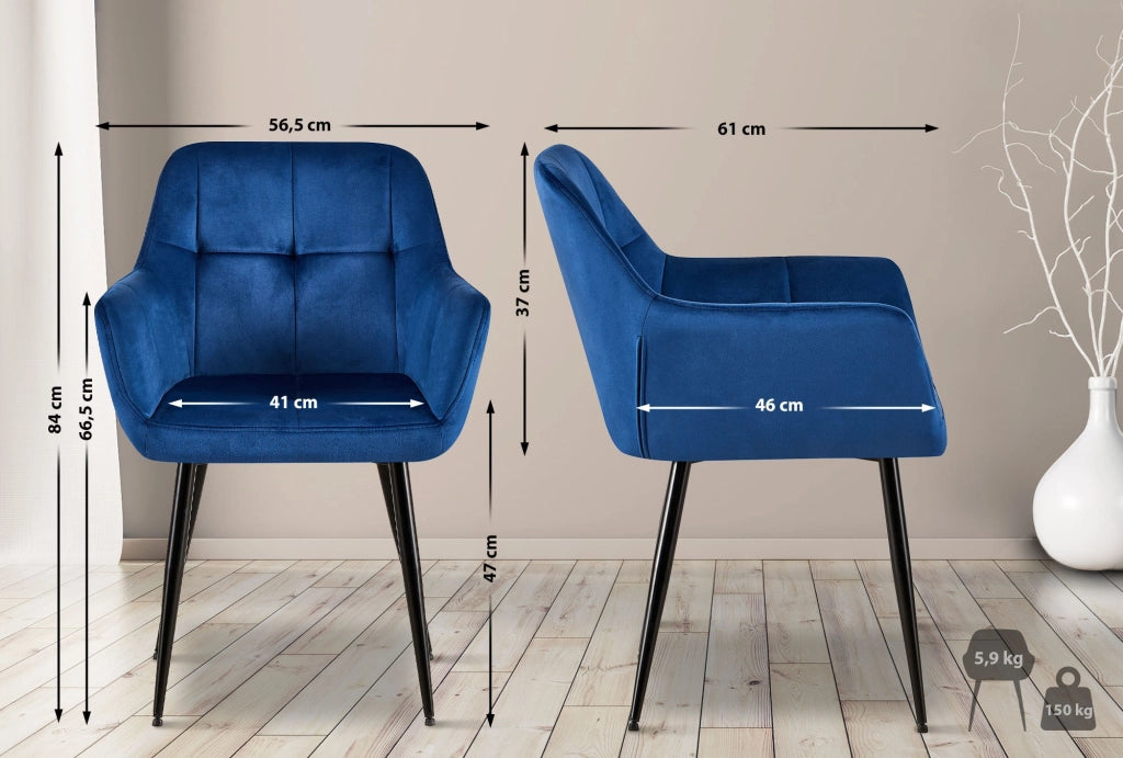 Sedia visitatore Emia Velluto,blu