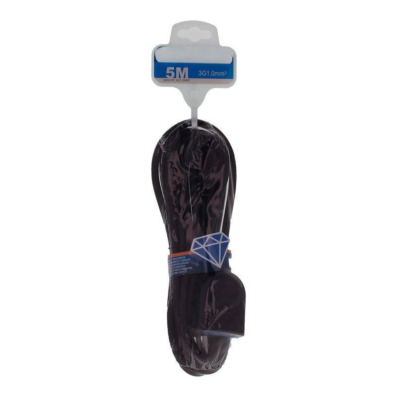 Prolunga Lineare Colore Nero 5M 3X1.0mm Spina Italiana 16A Presa Bipasso 10/16A Max 3500W