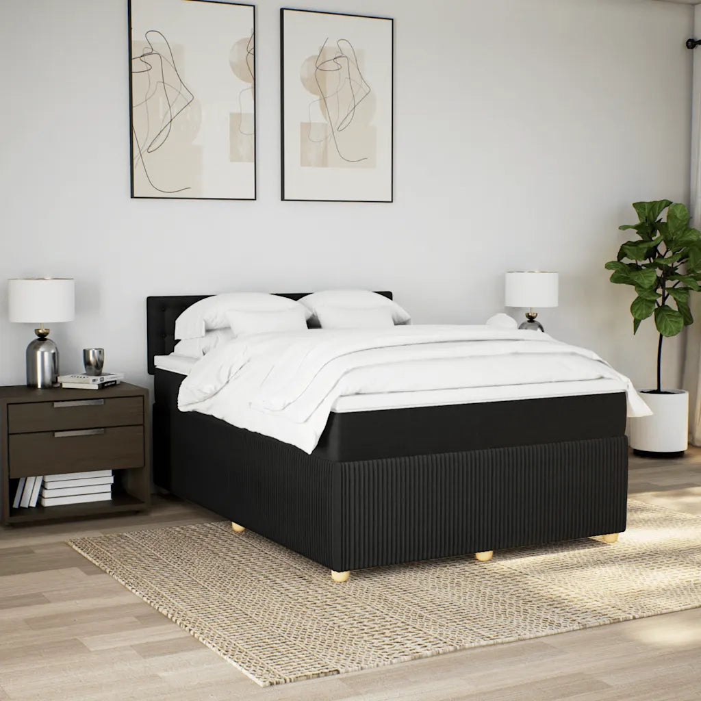 Giroletto a Molle con Materasso Nero 140x190 cm in Tessuto