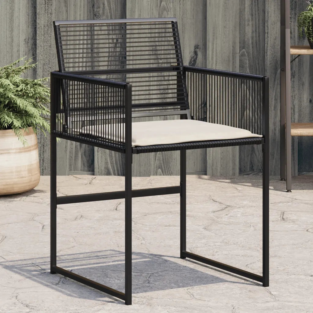 Sedie da Giardino con Cuscini 4 pz | Sedie da Esterno Nere in Polyrattan