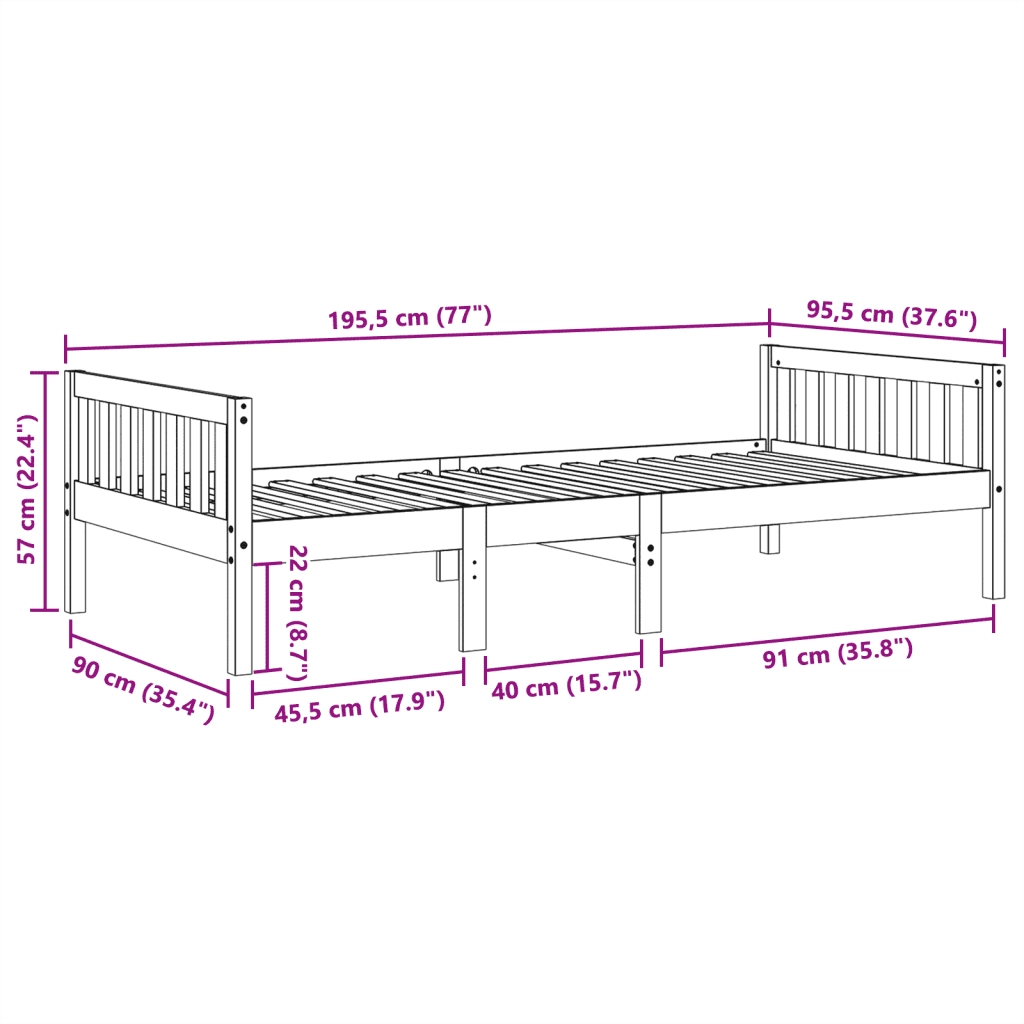 Letto per Bambini | Letto Infantile | Lettino senza Materasso Bianco 90x190cm Massello Pino