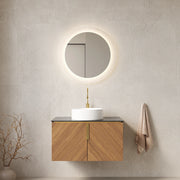 Mobile sottolavabo da bagno con lavabo in ceramica e 2 ante, chiusura ammortizzata, rovere marrone, per bagno, 76 cm