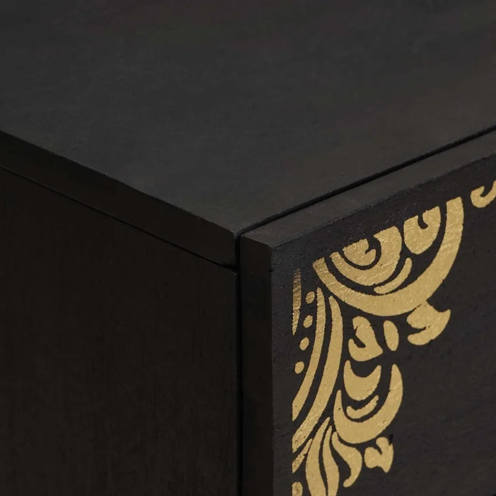 Armadio da Notte Nero 50 x 33 x 62 cm Legno di mango massello