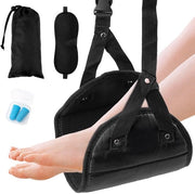 Sostegno per piedi per aereo, Banca per piedi di alta qualità con schiuma, Supporto per piedi per aereo portatile e regolabile, Offre comfort durante i lunghi viaggi, Nero