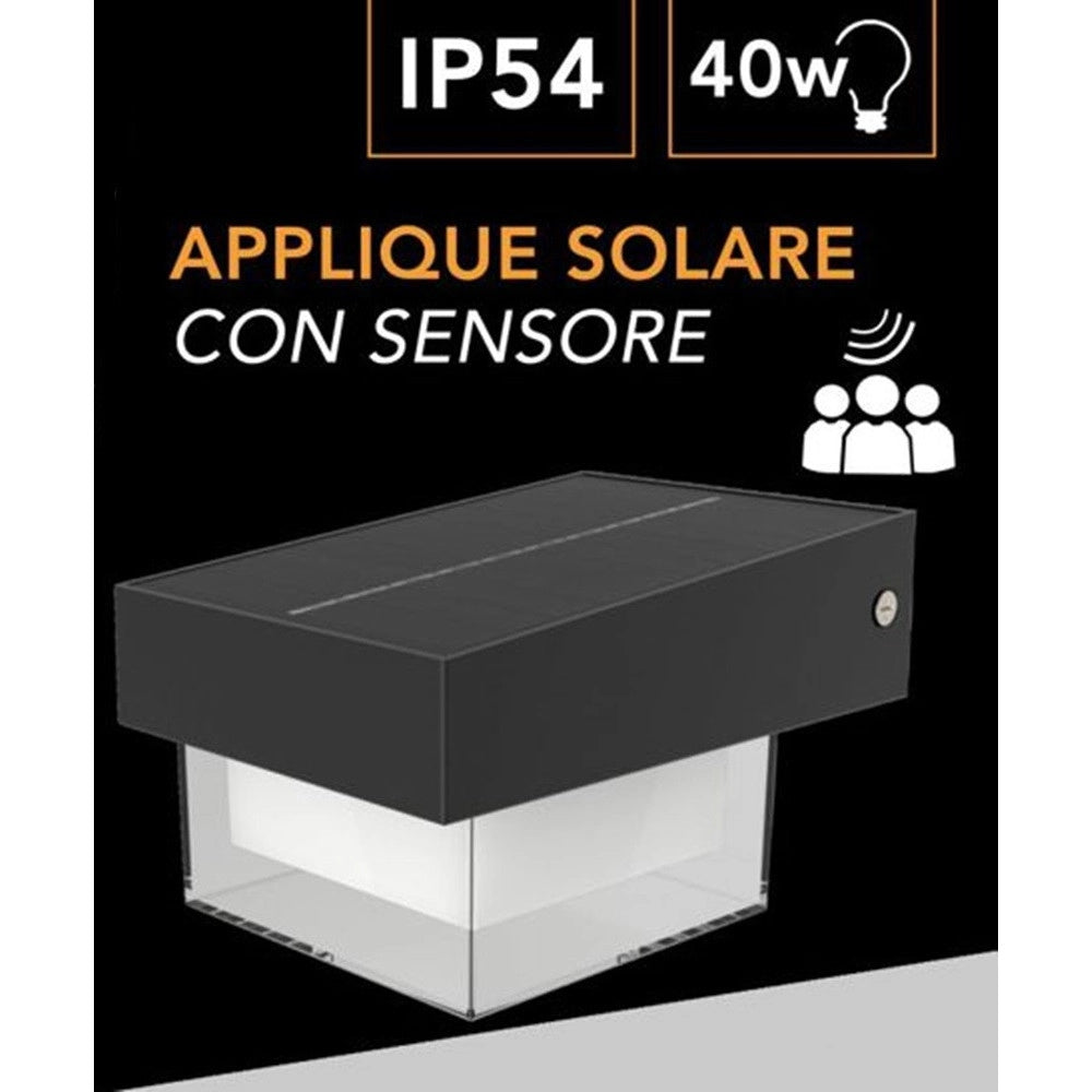 Trade Shop - Applique Solare Con Sensore Movimento Lampada Led Da Esterno Luce 6000k Ip54 Zq-bd-005gy -
