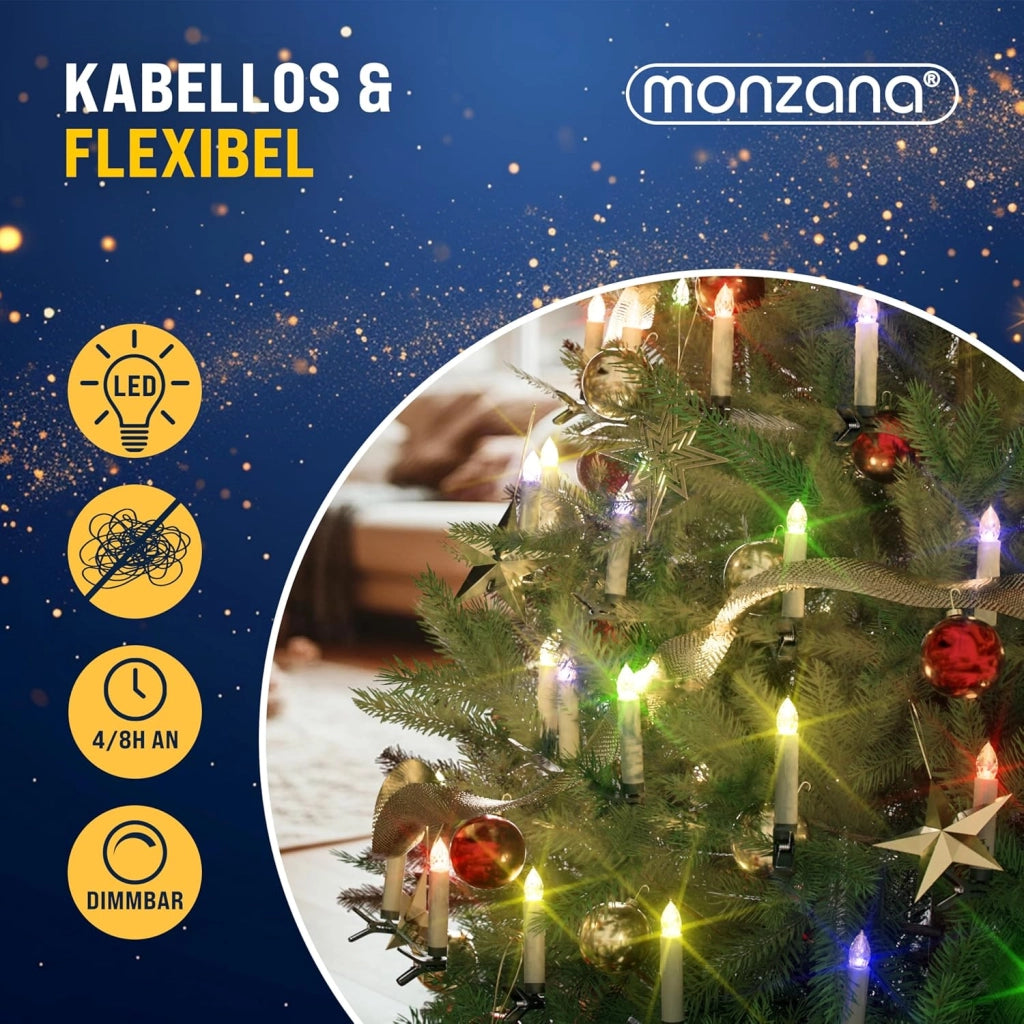 ® Set 30 Candele a LED Albero di Natale Multicolore Batteria Wireless con Timer e Telecomando Lucine Natalizie