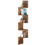 IDMarket - Scaffale angolare a parete a 5 livelli ISA in legno invecchiato