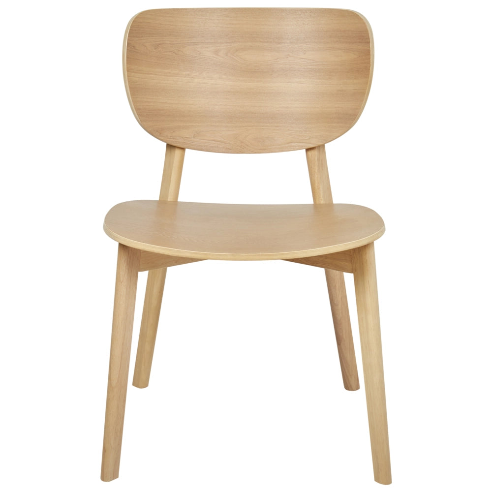 Set di 2 sedie da pranzo con struttura e gambe in legno di gomma chiaro stile minimalista
