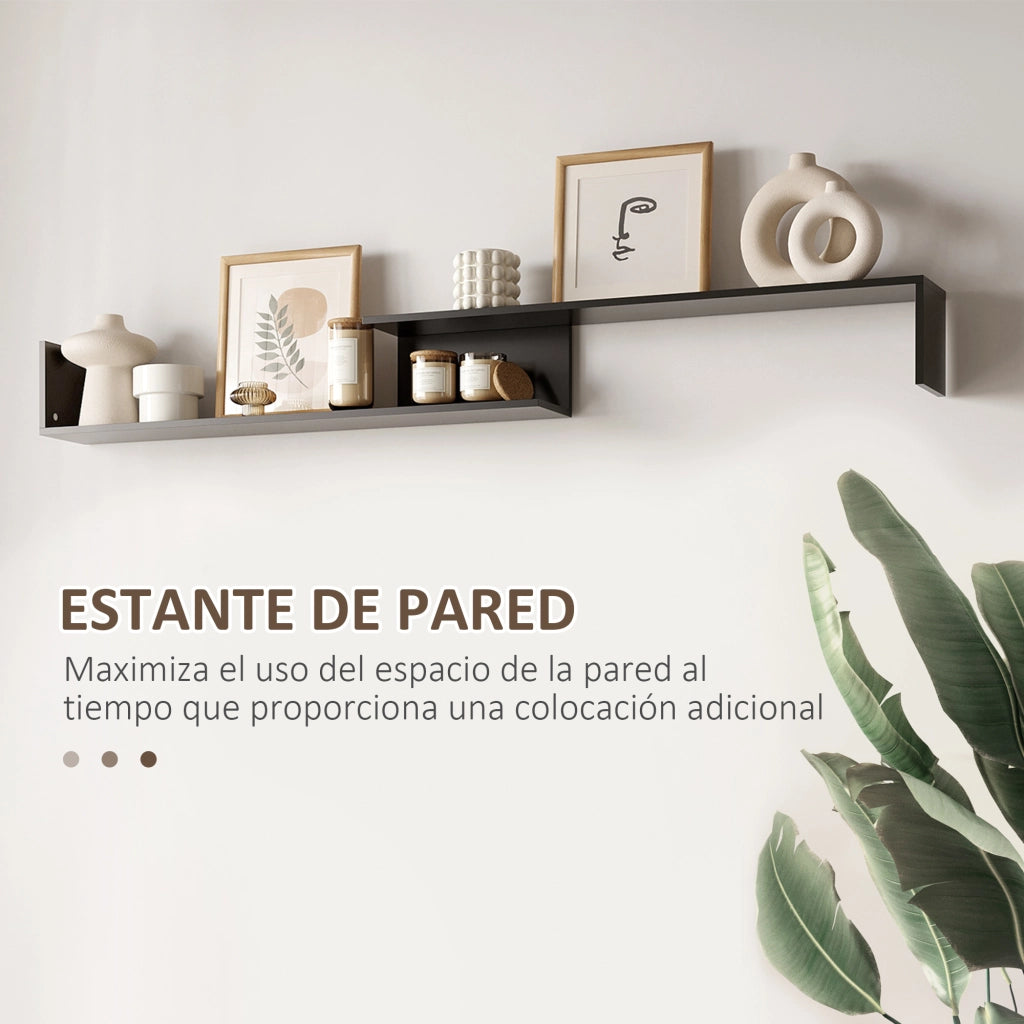 Mobile TV con credenza e scaffale a parete ¨C zephmum ¨C nero e marrone 153.6x25x42cm