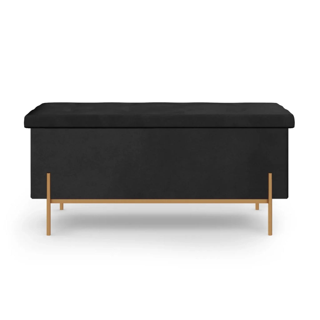 IDMarket - LOUIS panca con gambe in metallo dorato 100 cm velluto nero