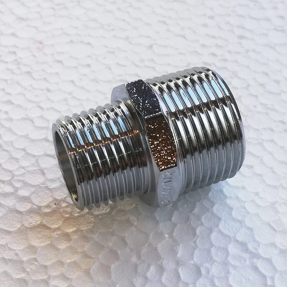 Niples nipplo da 3/4 x 1/2'' doppia vite ridotta mm in ottone cromato