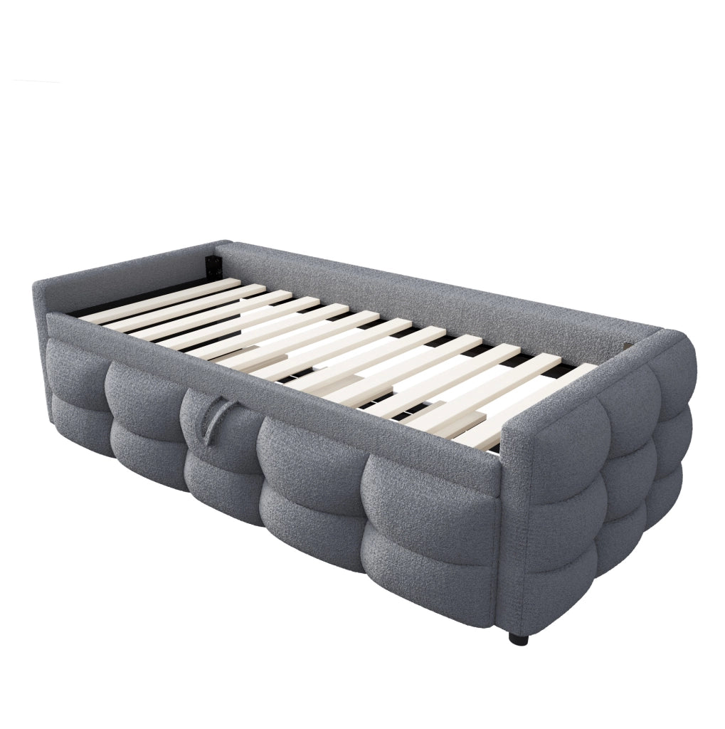 Letto combinato 90/180x190 cm in Teddy grigio