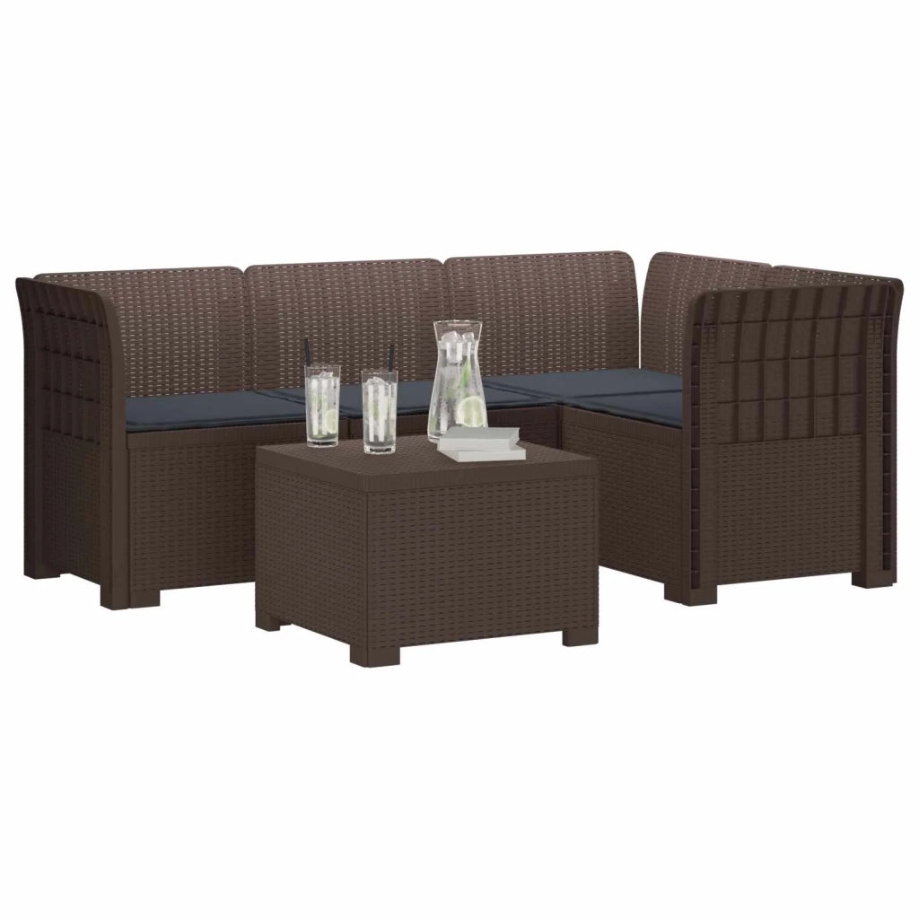 Divano da giardino 4 posti con cuscini aspetto rattan PP 3444005