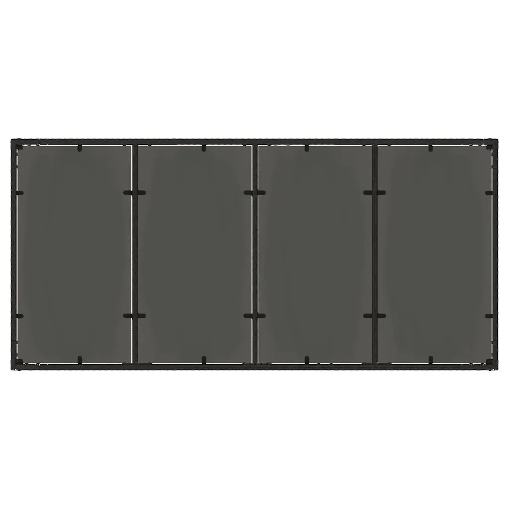 Tavolo da Giardino | Tavolino da esterno Piano in Vetro Nero 190x90x75 cm Polyrattan