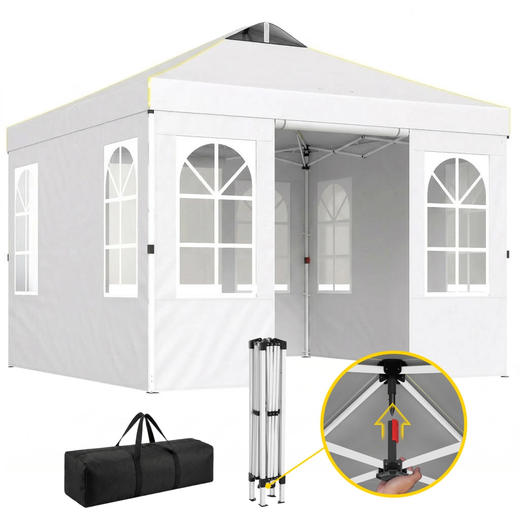 Tenda da giardino pieghevole 3x3 m con UPF50+ ¨C zephmum ¨C 4 laterali, bianco